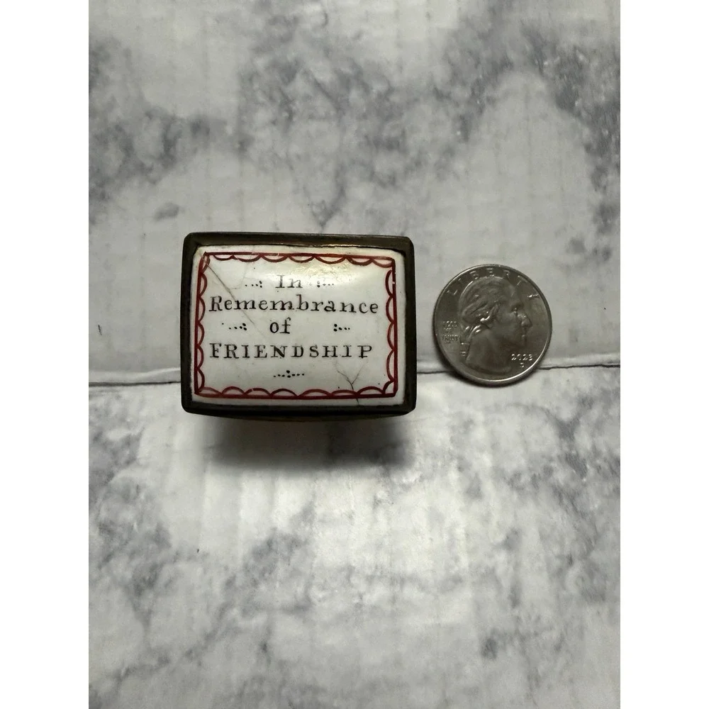 Antique 18th Century Georgian Enamel Patch Box w/ Mirror Remembrance Of A Friend